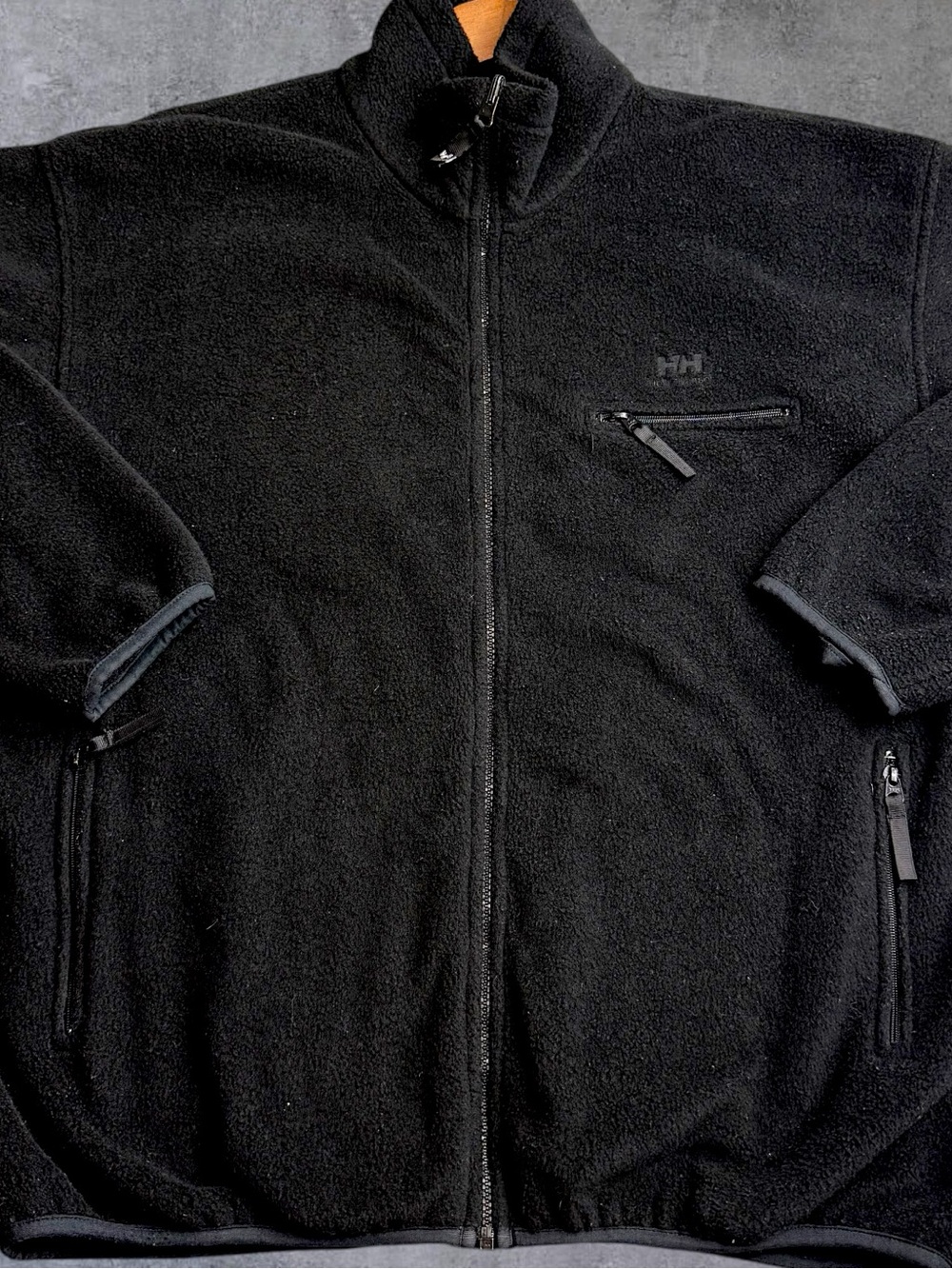 Helly Hansen Fleece Jacket Mens XL Black Vintage 1990s Made in USA Full Zip